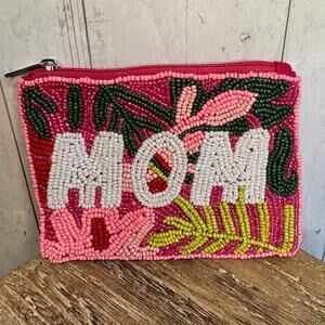 Beaded Coin Purse Pink Wallet Cute Mom Mothers Day Gift Pouch New!  FAST SHIP